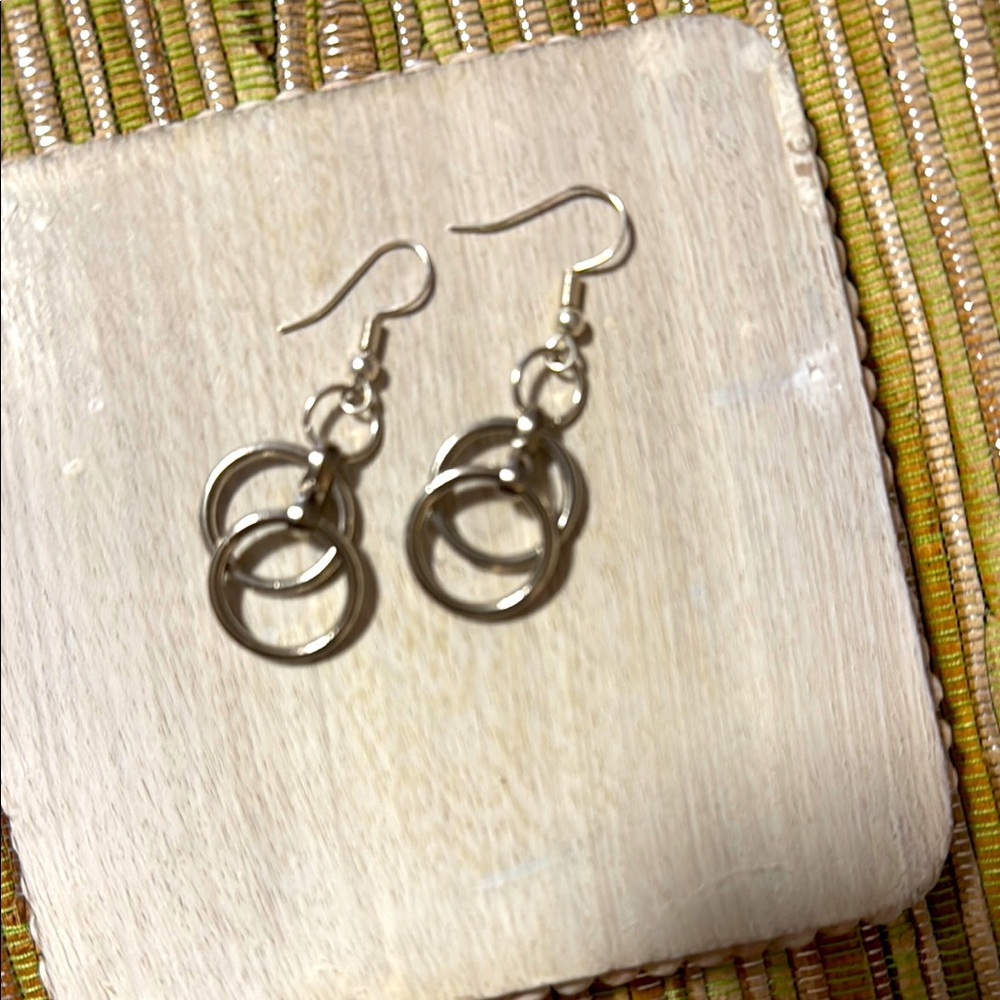 179.  Hand-Crafted Repurposed Elegant Silver Hoop Earrings
